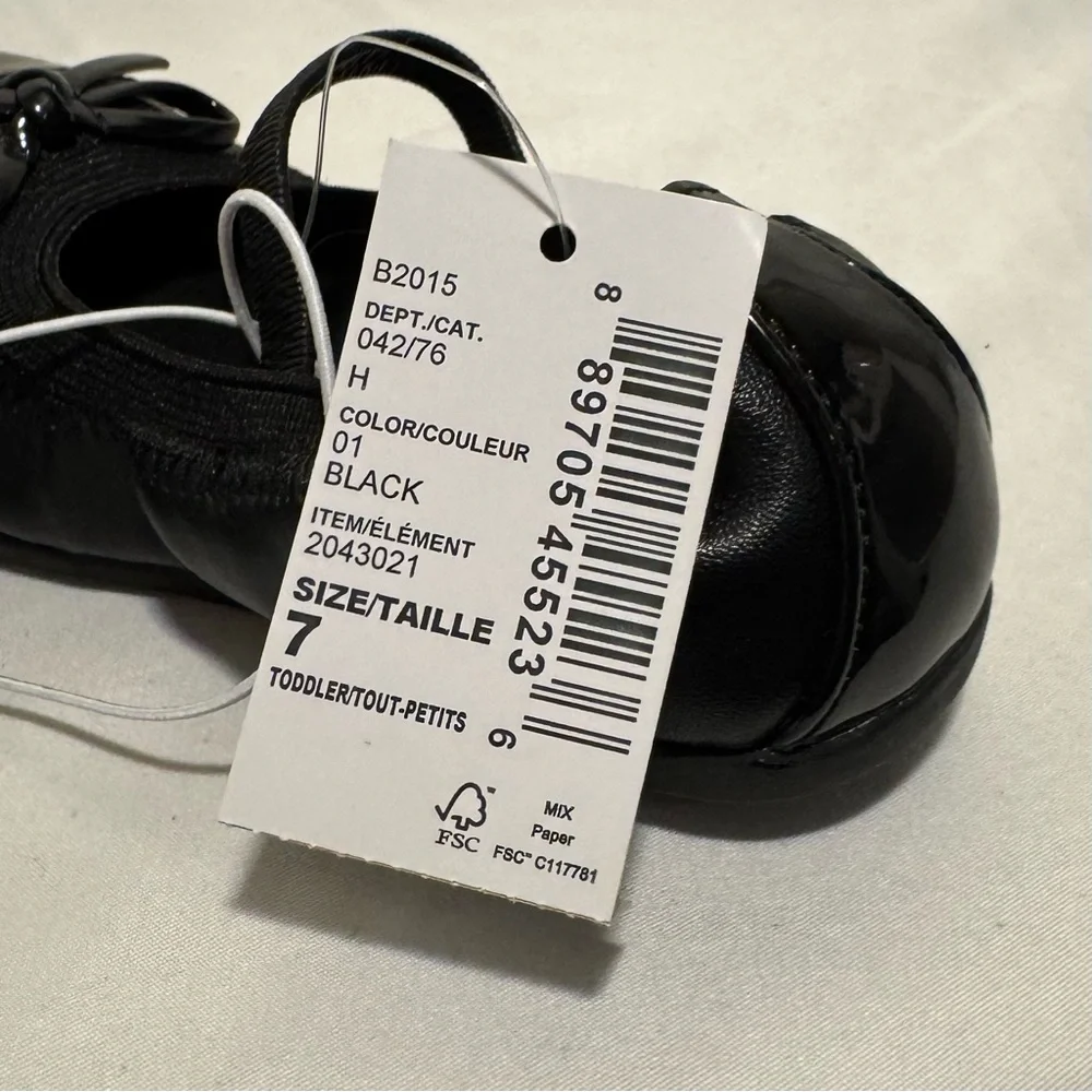 Toddler Girls Shoe Size 7 BLACK Ballet Flats Shoes The Children’s Place NWT‎